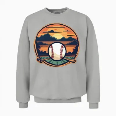 Baseball Retro Baseball Sunset Unisex Sweatshirt - Ash