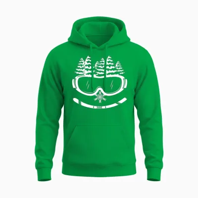 Ski Goggles Winter Sports Snowboarder Skier Piste Unisex Hoodie - Irish Green
