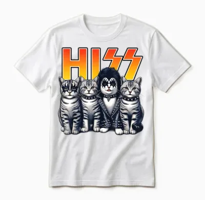 Cute Hiss Cats Rock Kittens Kitty Rocking Music Cat Lovers Unisex T-Shirt - White