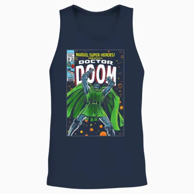 Marvel Super Heroes Doctor Doom Retro Vintage Comic Cover Unisex Tank Top - Navy