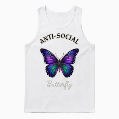 Anti-Social Butterfly: Purple Aesthetic Edition Unisex Tank Top - White