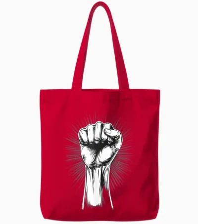 Fist Up Resistance Symbol Unity Tote Bags - Red