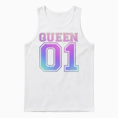 Queen 01 Couple Partner Love Gift Valentine Lover Unisex Tank Top - White