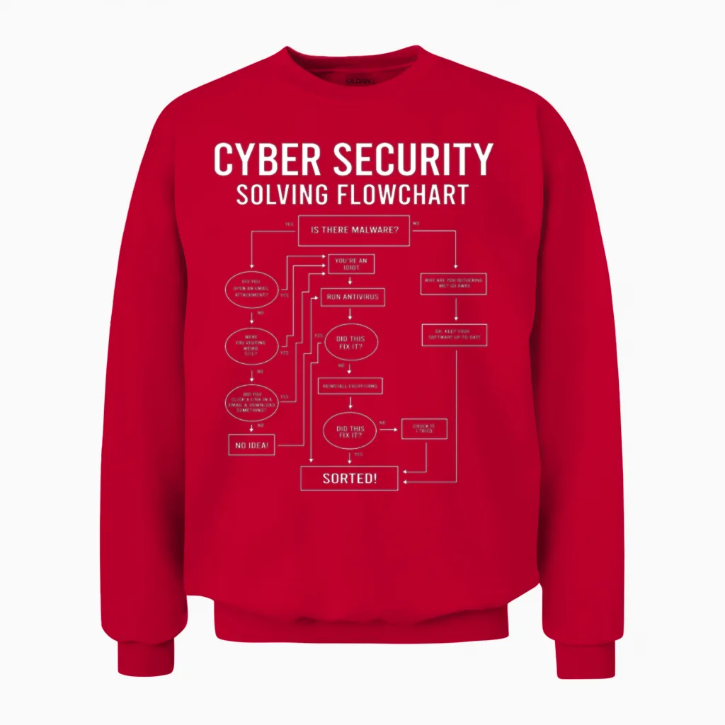 Cyber Security Flow Chart Unisex Sweatshirt in Red