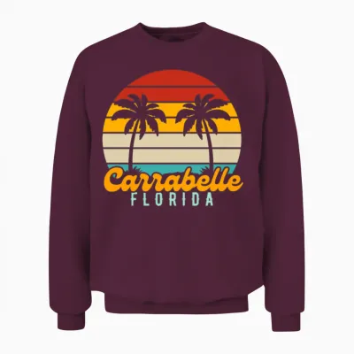 Carrabelle Florida Retro Sunset Unisex Sweatshirt - Maroon