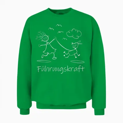 T-Shirt with German Text "führungskraft Dog Dog Owner Walking", Black Unisex Sweatshirt - Irish Green