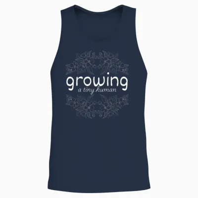 Growing a Tiny Human Pregnancy Announcement Mom Unisex Tank Top - Navy