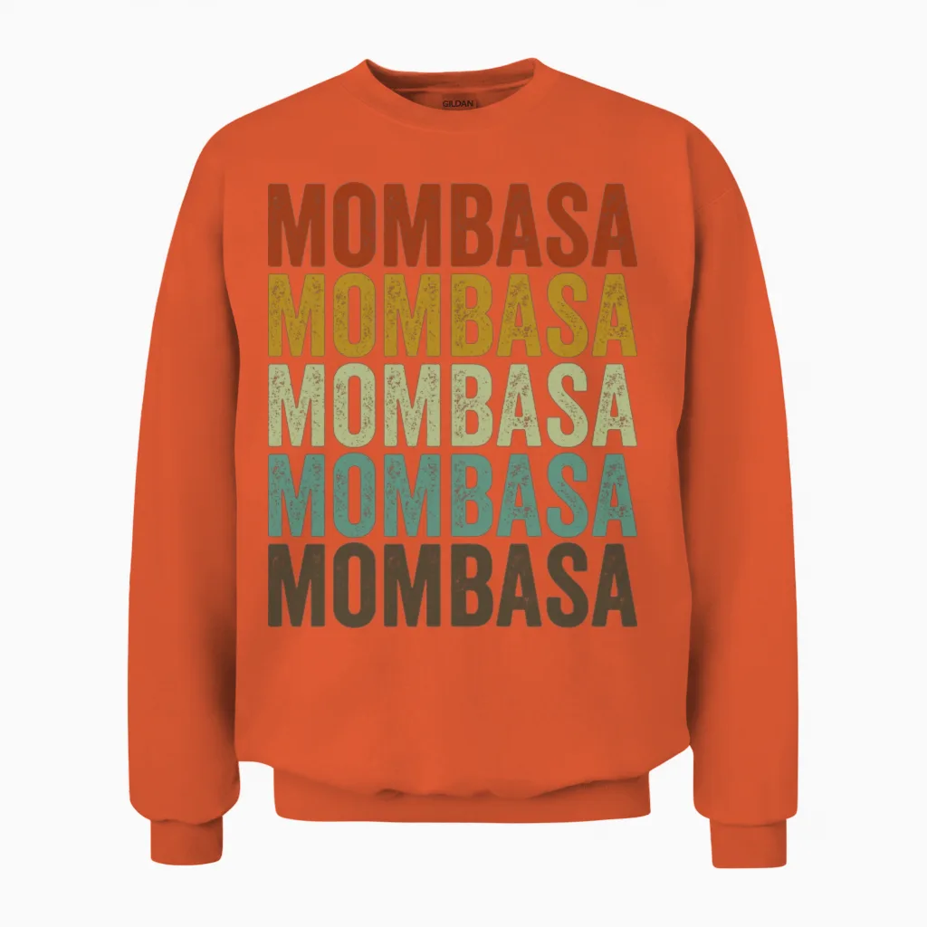 Mombasa Kenya Retro Vintage Unisex Sweatshirt in Orange