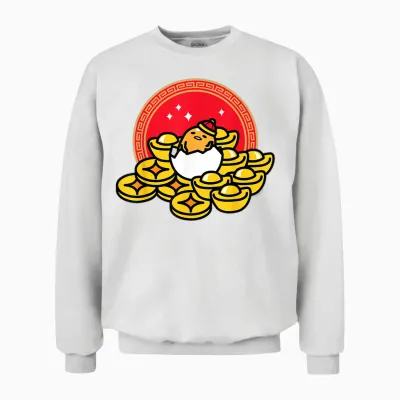 Gudetama the Lazy Egg Happy Lunar New Year Unisex Sweatshirt - White