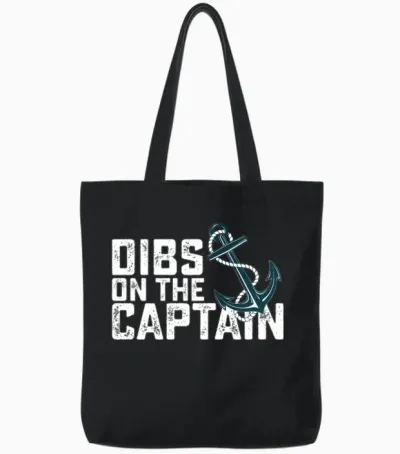 Dibs on the Captain Retro Vintage Tote Bags - Black