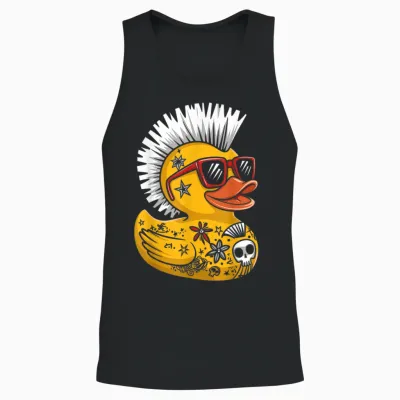 Punk Duck Rubber Duck Punk Rocker Duckling Costume Funny T-Shirt, Black Unisex Tank Top - Black