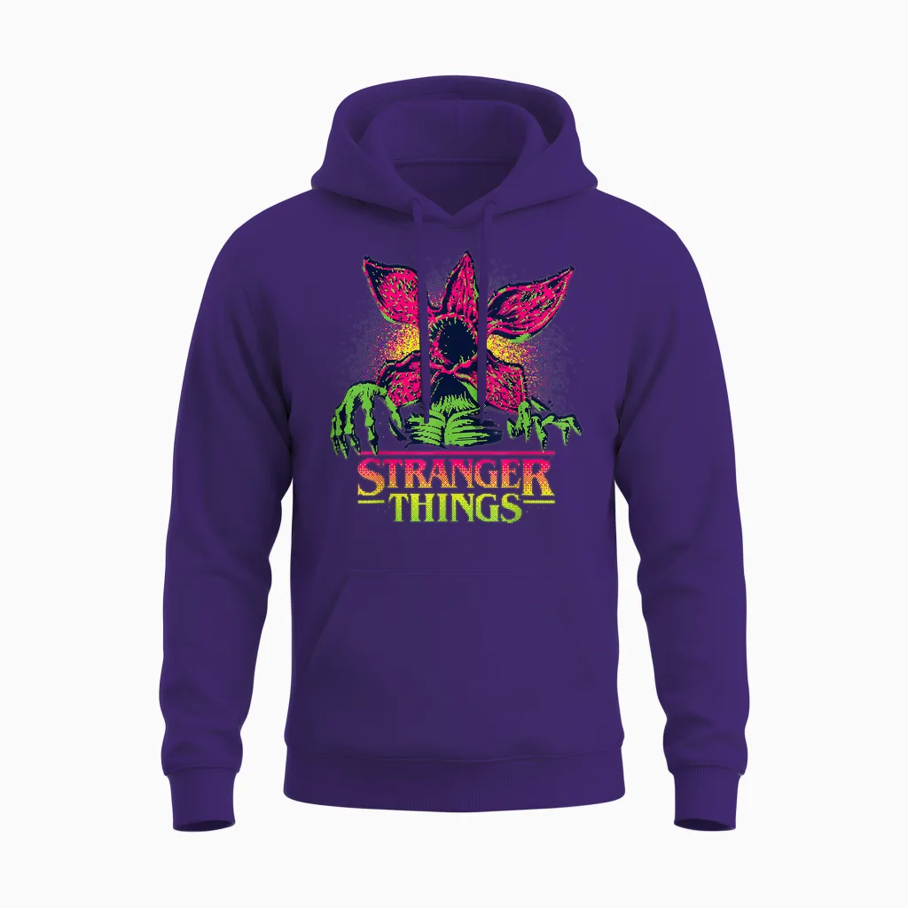 Stranger Things Season 5 Retro Video Game Demogorgon Unisex Hoodie in Purple
