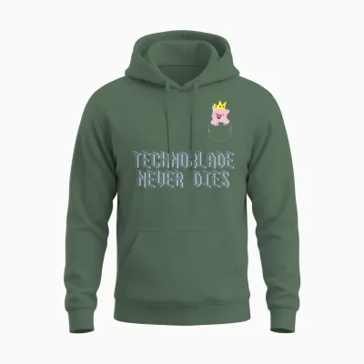 Technoblade Never Dies Merch Cosplay Gamer Unisex Hoodie - Military Green