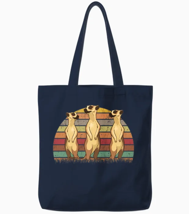 Meerkat Vintage Retro Tote Bags - Navy