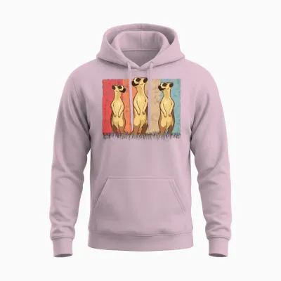 Meerkat Vintage Retro Unisex Hoodie - Light Pink