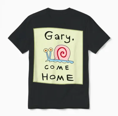 Gary the Snail - Come Home Unisex T-Shirt - Black