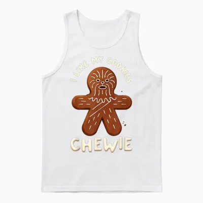 Star Wars Funny Holiday Gingerbread I Like My Cookies Chewie Unisex Tank Top - White