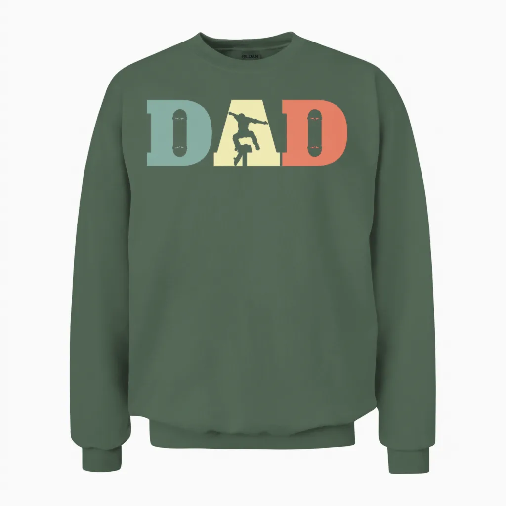 Skateboard Dad Retro Unisex Sweatshirt in Military Green