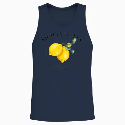 Sicilia Italia X Livelife. Limone Limoncello Spritz Sicily Unisex Tank Top - Navy