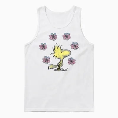 Peanuts Woodstock Liebe Blumen Unisex Tank Top - White