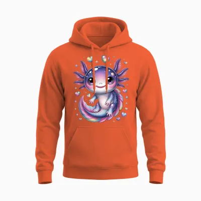 Cute Axolotl Motif Axolotl Unisex Hoodie - Orange