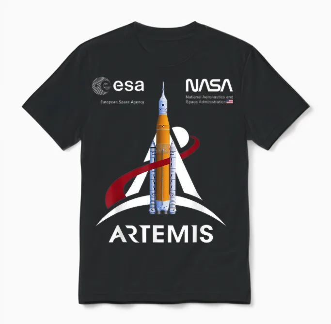 Nasa Artemis Sls Mission Esa Und Worm Logo Unisex T-Shirt in Black