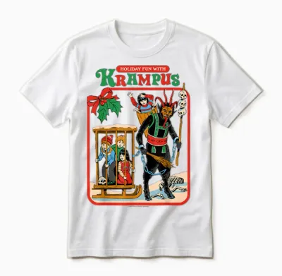 Fun with Krampus Christmas Retro Vintage Funny Adult Humor Unisex T-Shirt - White