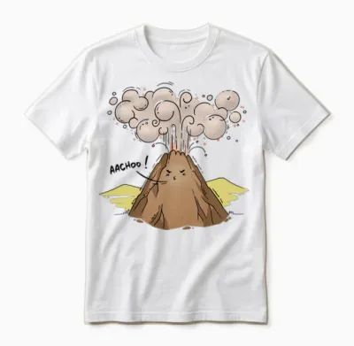 Volcano Achoo Funny Unisex T-Shirt - White