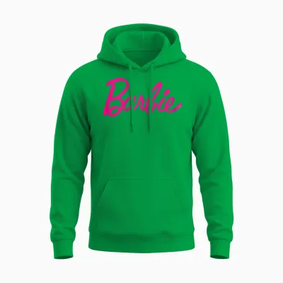 Barbie Official Barbie Logo Multi Colour Unisex Hoodie - Irish Green