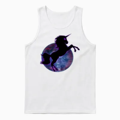 A Creative Black Horse Unisex Tank Top - White
