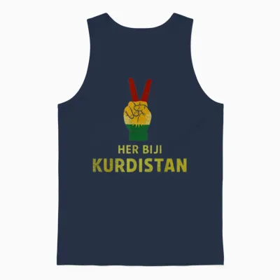 Her Biji Kurdistan Victory Sign Kurdish Unisex Tank Top - Navy