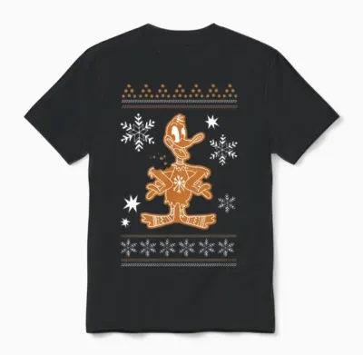 Looney Tunes Daffy Duck Cookie Christmas Unisex T-Shirt - Black