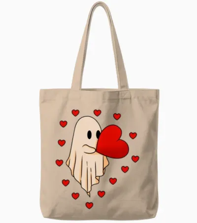 Heartbound Ghost Embrace Tote Bags - Natural