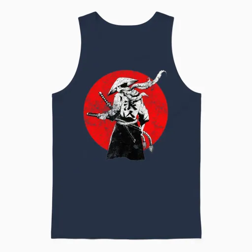 Samurai Japanese Warrior Awareness Gift Unisex Tank Top in Navy