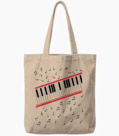 Beat It Key Piano Graphic Music Retro Tote Bags - Natural