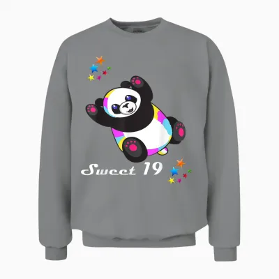Geschenk Zum 19. Geburtstag Für Frauen Und Mädchen, Lustiger Süßer Panda Unisex Sweatshirt - Sport Grey