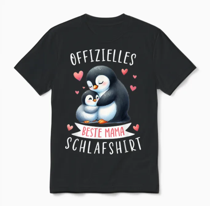 Offizielles Beste Mama Schlafshirt Muttertag Pinguin Mama Unisex T-Shirt in Black