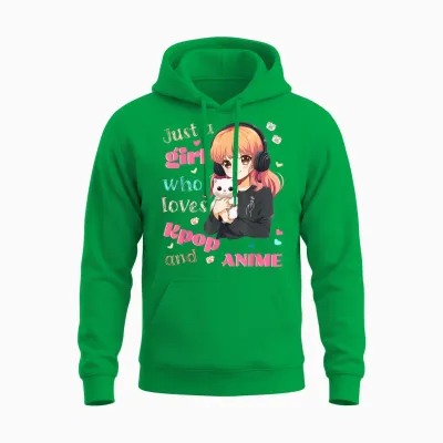 Nur Ein Mädchen, Das Kpop-Anime Liebt, Süße Merchandise-Artikel, Katzen Unisex Hoodie - Irish Green