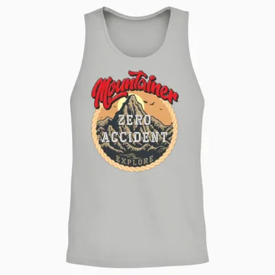 Zero Accident Mountain Explore Badge Unisex Tank Top - Ash