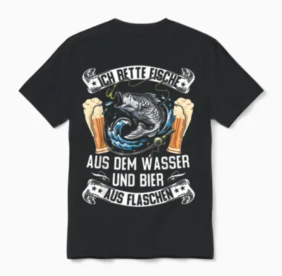 Ich Rette Fische Aus Dem Wasser Hecht Man Carp Fishing Unisex T-Shirt - Black
