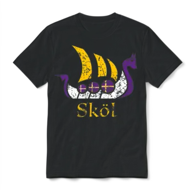 Skol Nordic Scandinavian Vikings Boat Unisex T-Shirt - Black