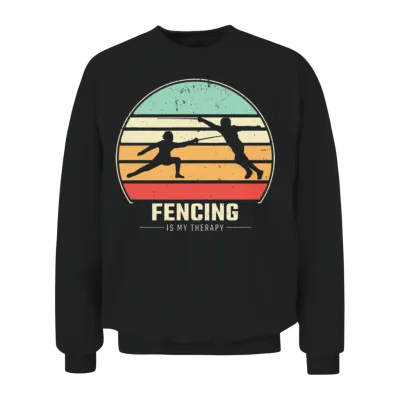 Fencing Retro Unisex Sweatshirt - Black