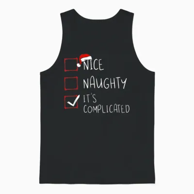 Nice Naughty It's Complicated Christmas List Santa Claus Unisex Tank Top - Black