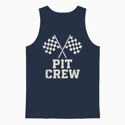Pit Crew Flags Checkerboard Cross Retro Racing Auto Unisex Tank Top - Navy