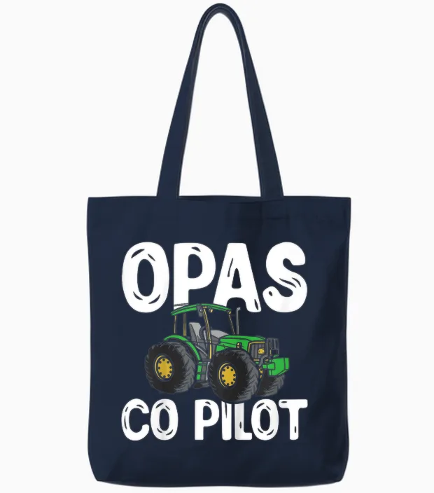 Zukünftiger Landwirt Trecker Traktor Opas Co Pilot Tote Bags in Navy