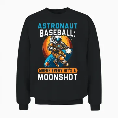 Astronaut Baseball Unisex Sweatshirt - Black