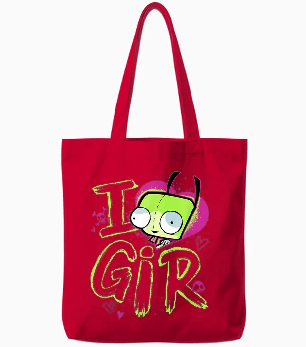 Invader Zim Valentine's Day I Love Gir T-Shirt Small Tote Bags in Red