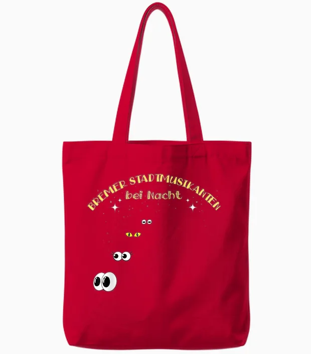 Bremer Stadtmusikanten Bei Nacht T-Shirt, Black Tote Bags in Red