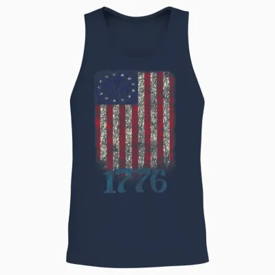 Betsy Ross 4th of July American Flag 1776 Retro Unisex Tank Top - Navy