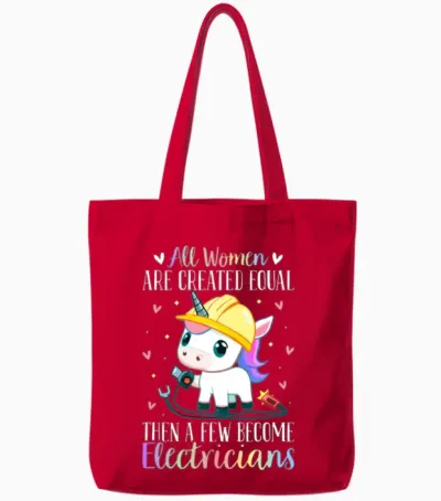 Female Electrician Electrician Girl Tote Bags - Red